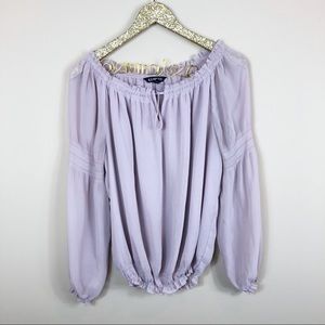 Express Light Pink Cinched Long Sleeve Blouse